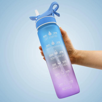 Motivational 1000 ML Large Water Bottle with Straw.