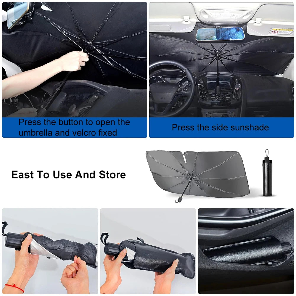 Car Windshield Sun Shade Umbrella Shaped Sunshade Cover UV Block